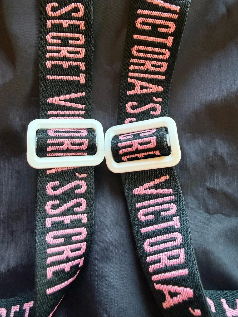 Victoria’s Secret 2019 Black Pink Stripe Logo Backpack Travel Bag